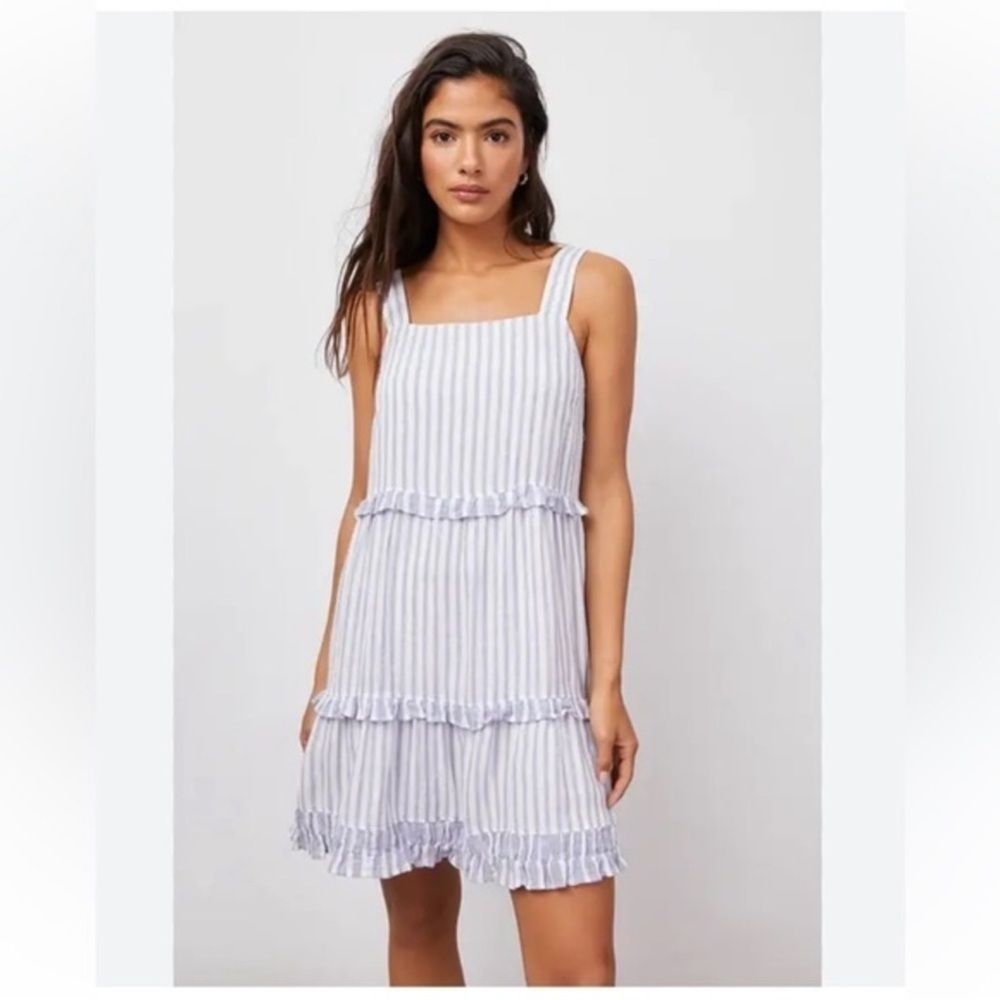 NWT Rails Sandy Blue Iris Striped Mix Sleeveless Tiered Dress size XL